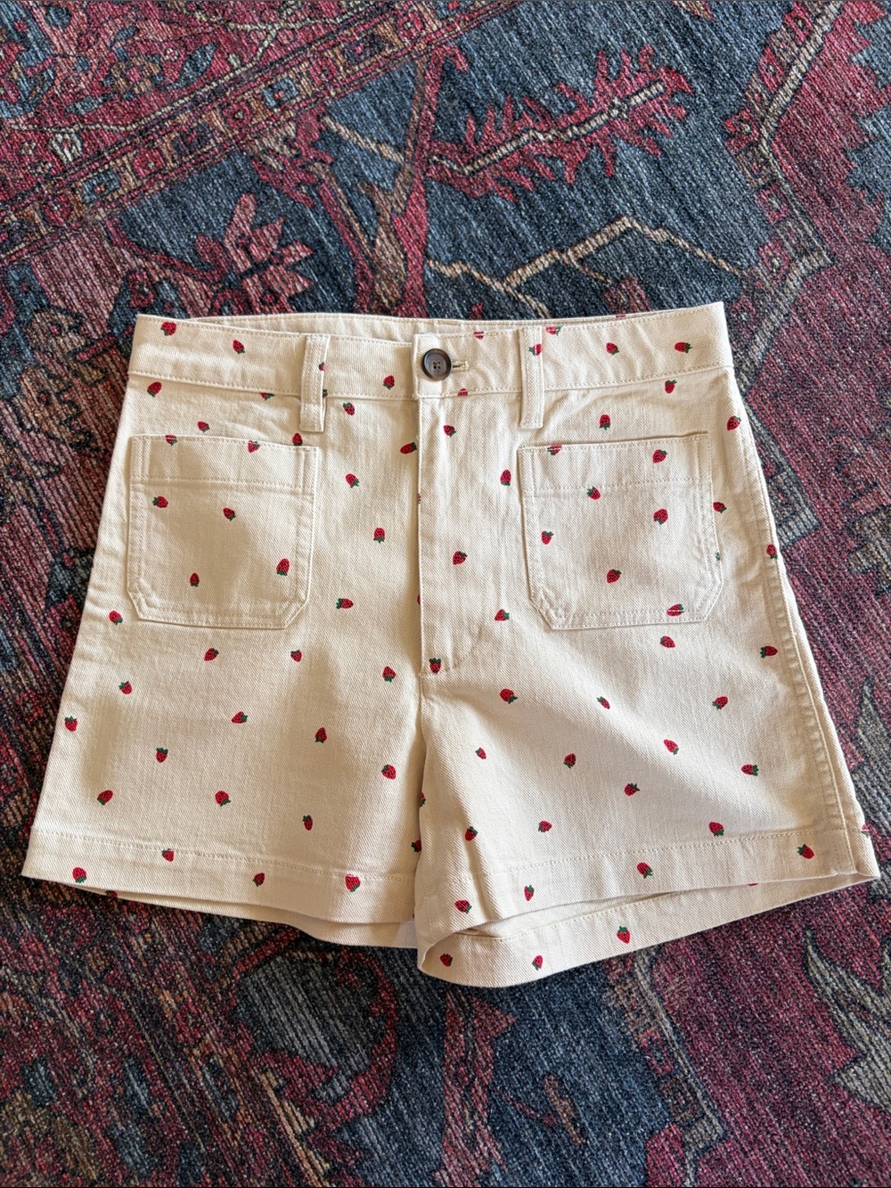 Madewell Cream Strawberry-Print Women's Shorts